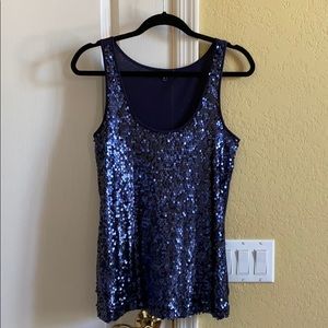 Express Sequin navy blue top